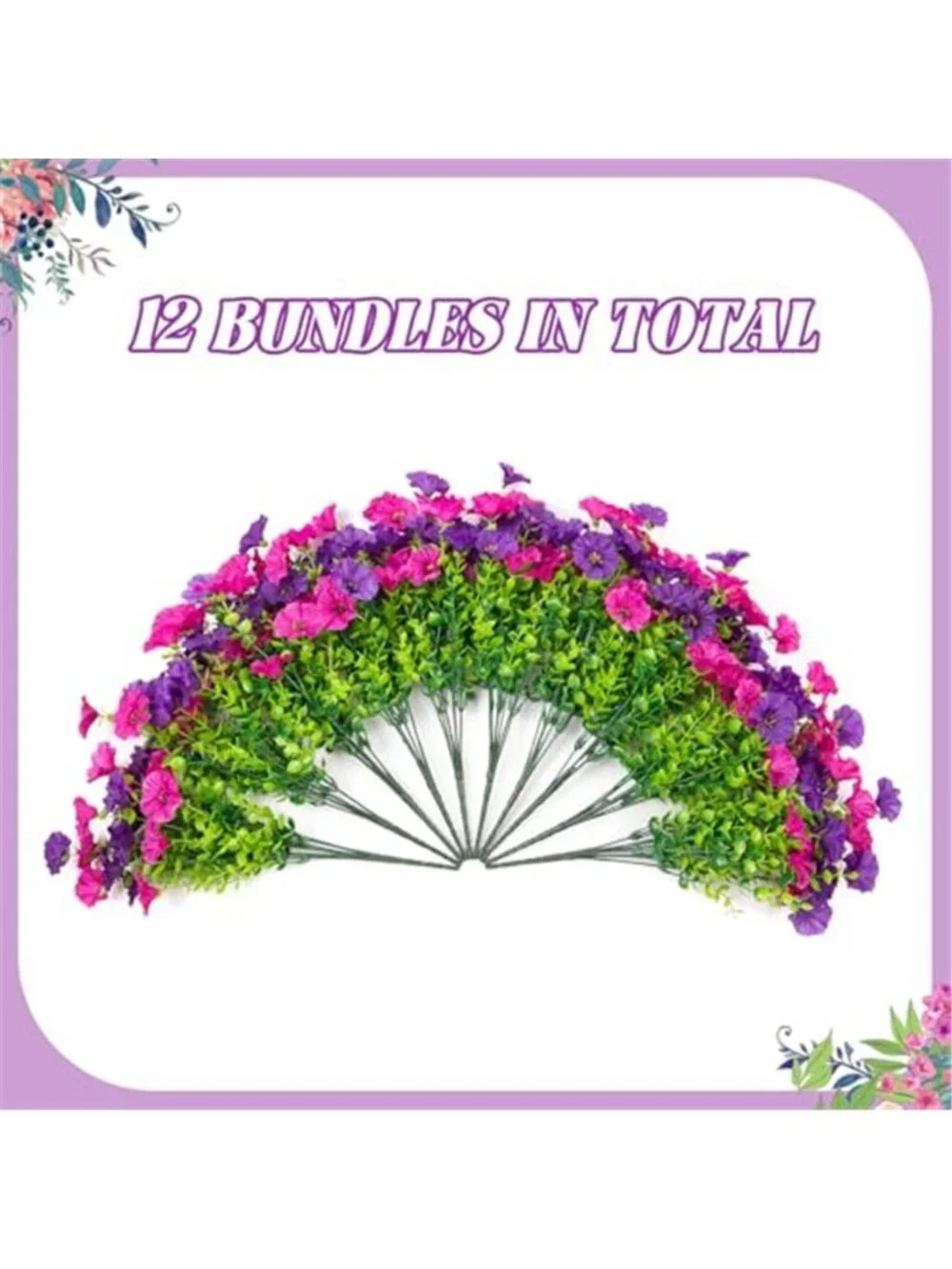 Artificial Morning Glory Flowers Faux Outdoor Plants Purple Floral Decor Set